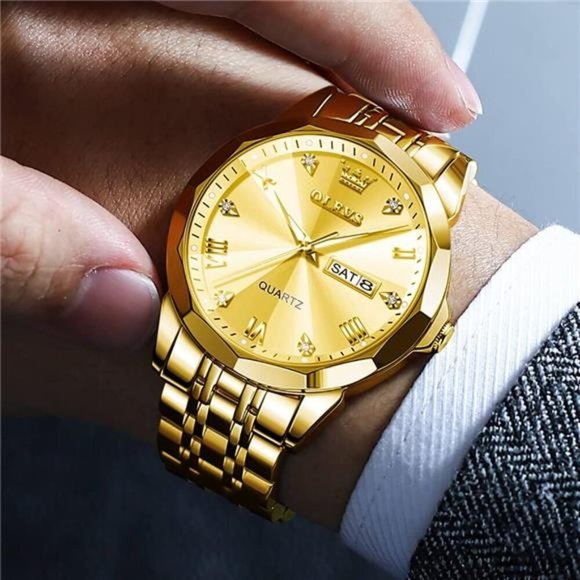 Watch for Men Diamond Business Dress Analog Quartz Stainless Steel Waterproof - Picture 2 of 7